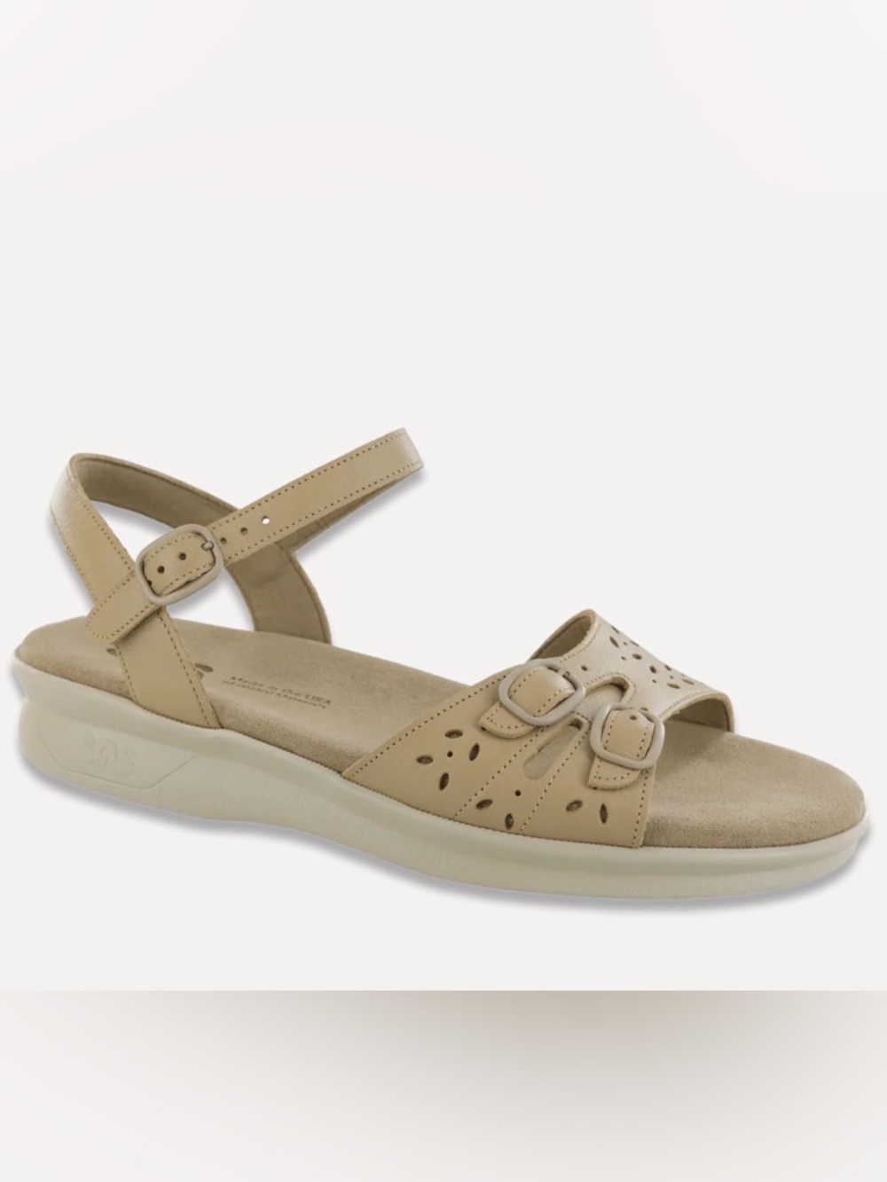 SAS duo Buckle Sandal Beige Women's Sandal Ankle Strap great condition size 12